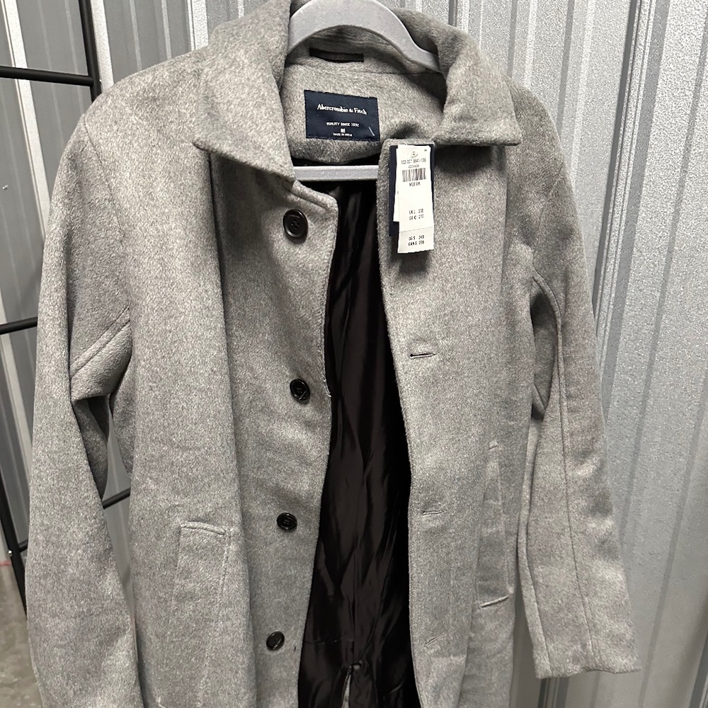 Abercrombie & Fitch Wool-Blend Mac Coat Size Medium
